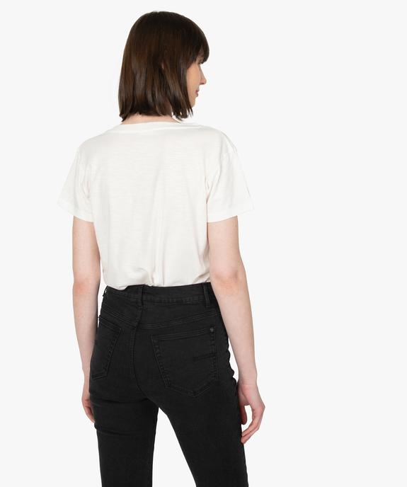 Tee-shirt femme à manches courtes et grand col V vue3 - GEMO(FEMME PAP) - GEMO