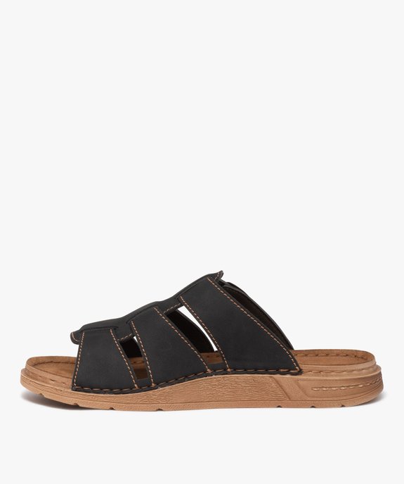 Mules homme unies à larges brides surpiquées avec boucle vue3 - GEMO (CASUAL) - GEMO