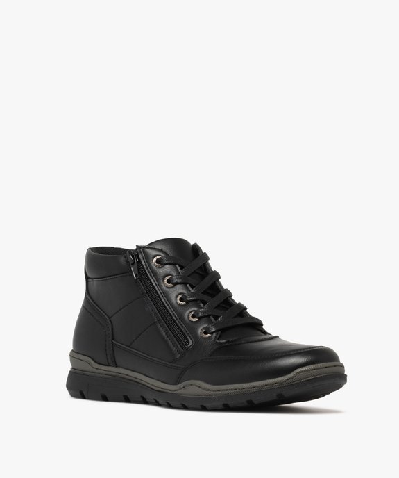 Boots homme confort à lacets et zip latéral avec bout carré vue3 - G'FLEX - GEMO