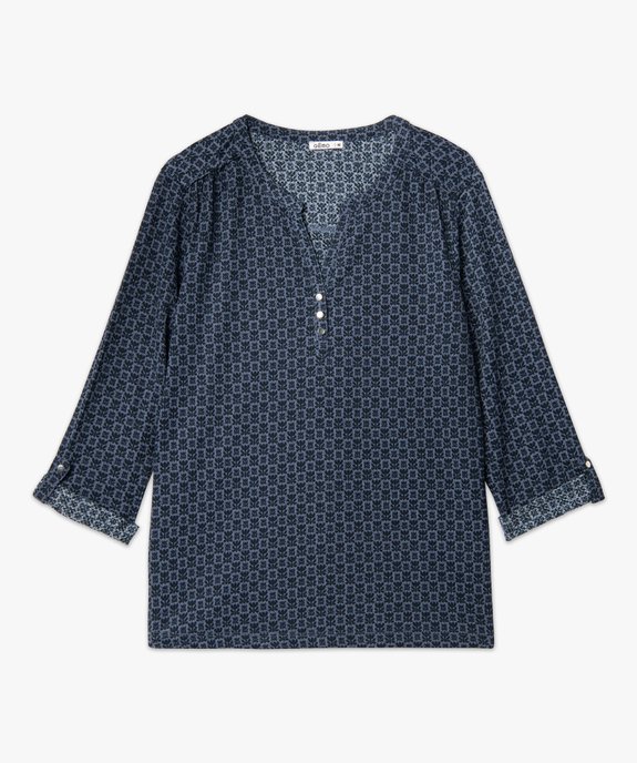Tee-shirt femme imprimé à manches longues avec col boutonné vue4 - GEMO 4G FEMME - GEMO