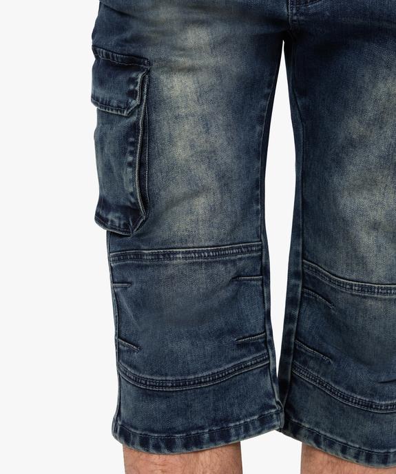Bermuda homme en jean avec larges poches sur les cuisses vue2 - GEMO (HOMME) - GEMO