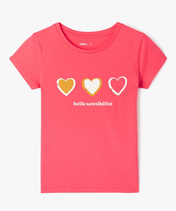 Tee-shirt à manches ultra courtes avec motif girly fille vue1 - GEMO 4G FILLE - GEMO