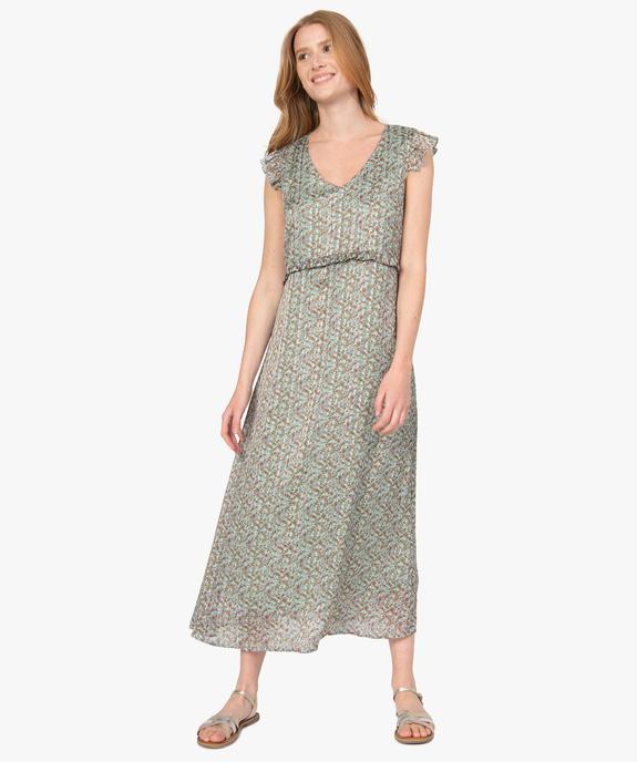 Robe femme à motifs fleuris et rayures pailletées vue1 - GEMO(FEMME PAP) - GEMO