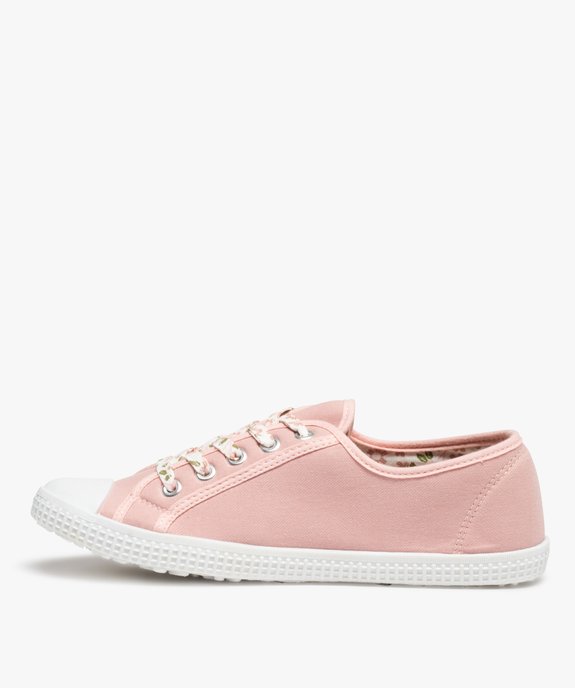 Baskets femme en toile unie avec lacets fleuris vue3 - GEMO (SPORTSWR) - GEMO