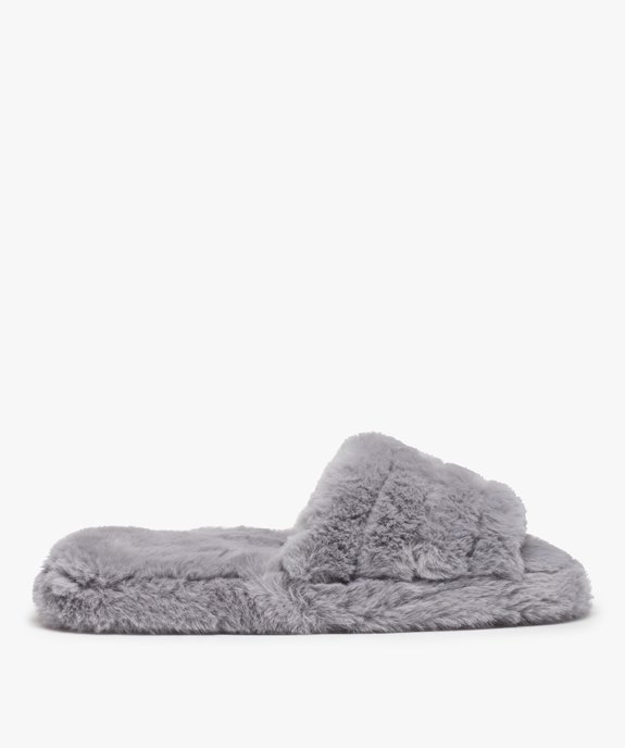 Chaussons mules unies en textile peluche femme vue1 - GEMO(HOMWR FEM) - GEMO