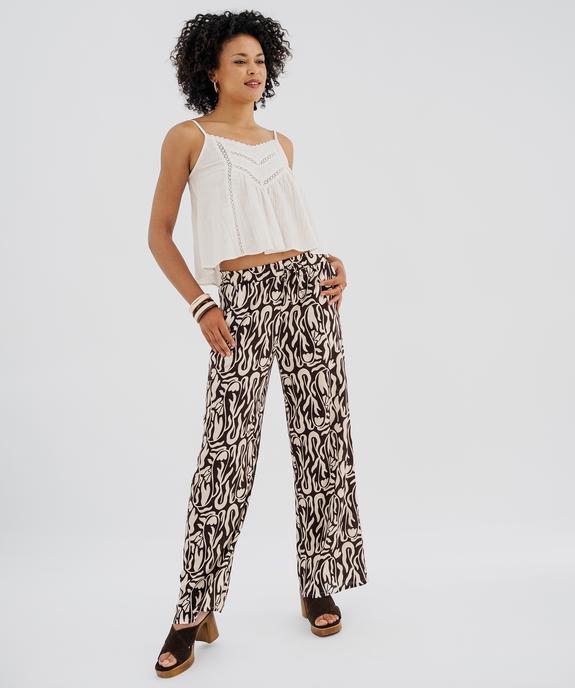 Pantalon large en viscose froissée femme vue4 - GEMO 4G FEMME - GEMO