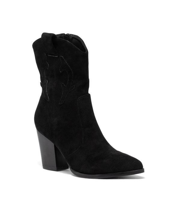 Boots femme à talon unies en suédine style santiag vue2 - SANS MARQUE - GEMO