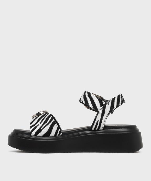 Sandales à motif animalier sur semelle plateforme femme - 5 Miles vue3 - 5 MILES - GEMO