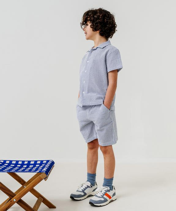 Short rayé en maille gaufrée garçon vue6 - GEMO (ENFANT) - GEMO