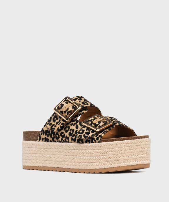Mules imprimé léopard à semelle plateforme femme - 5 Miles vue2 - 5 MILES - GEMO