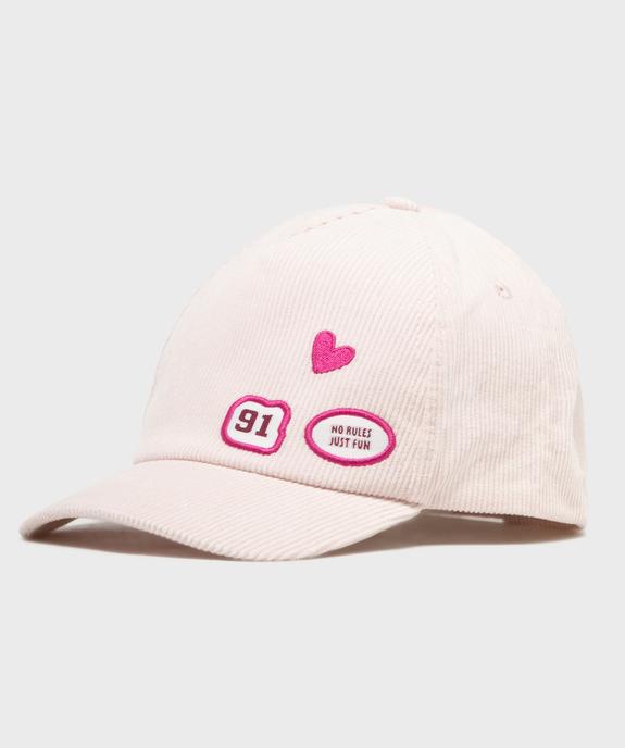 Casquette en coton côtelé fille avec motifs brodés vue1 - GEMO (ACCESS) - GEMO