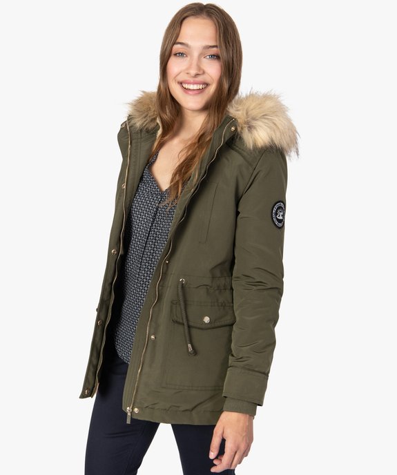 Manteau femme avec doublure chaude et capuche à bordure amovible vue1 - GEMO(FEMME PAP) - GEMO