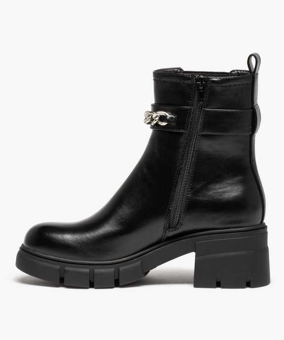 Boots femme à semelle crantée et bride avec chaine vue3 - GEMO(URBAIN) - GEMO