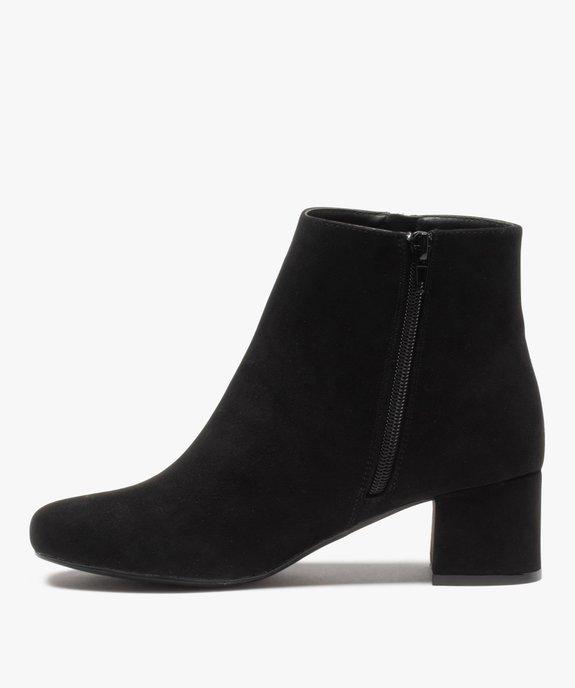 Boots femme à talon carré en suédine unie et zip décoratif vue3 - VALENTINA BALDA - GEMO