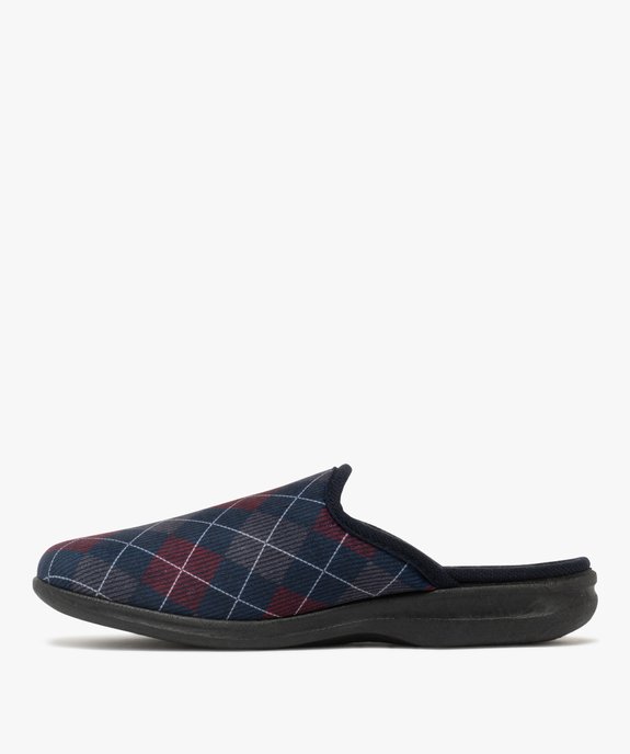 Chaussons homme confort mules en velours ras à carreaux vue3 - G'FLEX GEMO FOR GOOD - GEMO