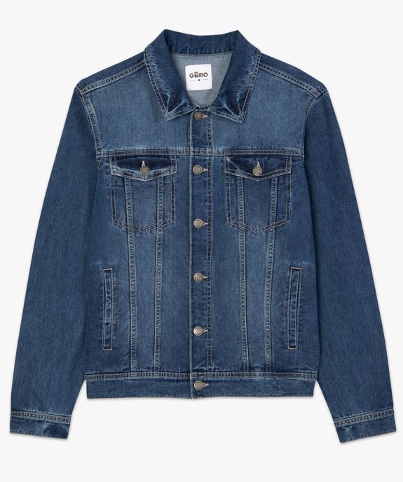 Veste en jean homme coupe droite vue4 - GEMO 4G HOMME - GEMO