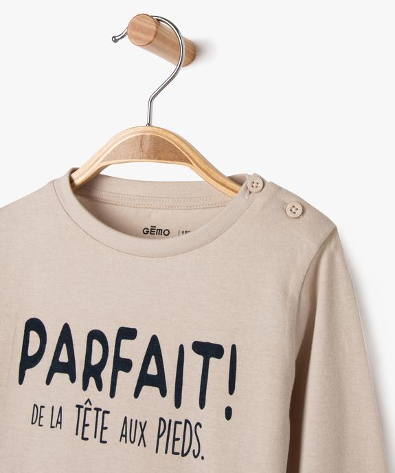 Tee-shirt manches longues à message bébé garçon vue2 - GEMO(BEBE DEBT) - GEMO