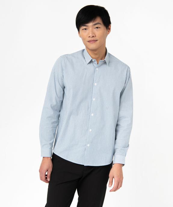 Chemise manches longues à rayures en coton homme vue1 - GEMO (HOMME) - GEMO