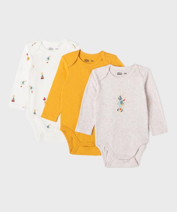 Body manches longues à motif cirque bébé garçon (lot de 3) vue1 - GEMO 4G BEBE - GEMO