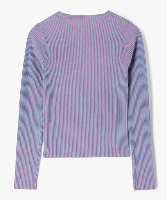 Pull en maille côtelée bicolore à col rond fille vue3 - GEMO (JUNIOR) - GEMO