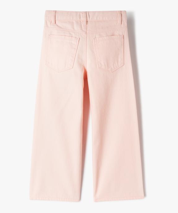 Pantalon large à taille ajustable en coton fille vue3 - GEMO 4G FILLE - GEMO