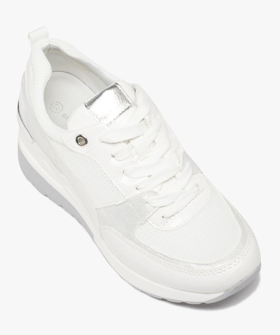 Baskets femme unies et compensées à lacets imitation croco vue5 - GEMO (SPORTSWR) - GEMO