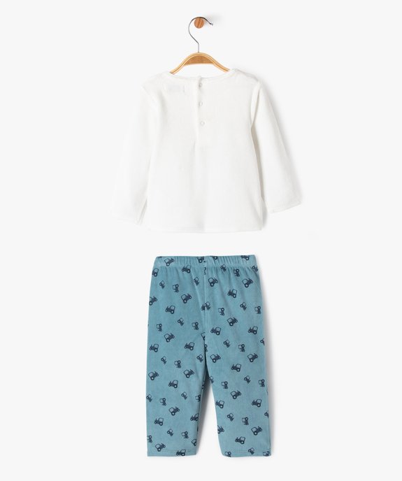 Pyjama en velours 2 pièces avec inscription brodée bébé garçon vue3 - GEMO 4G BEBE - GEMO