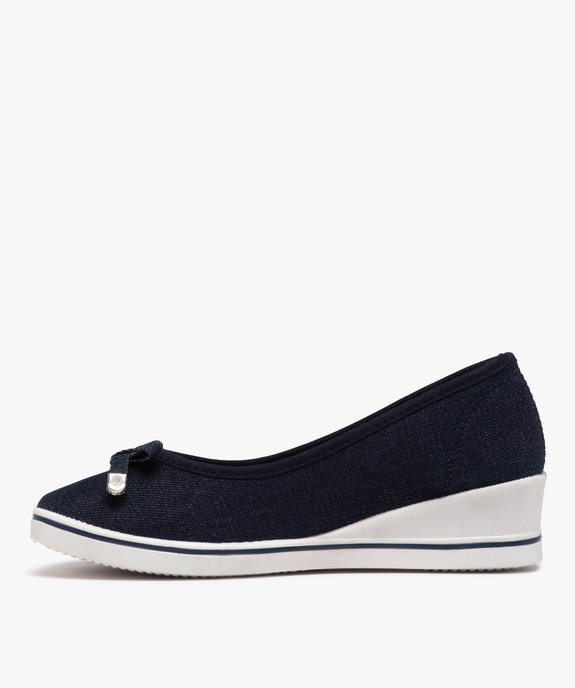 Ballerines femme en toile à talon compensé vue3 - GEMO 4G FEMME - GEMO