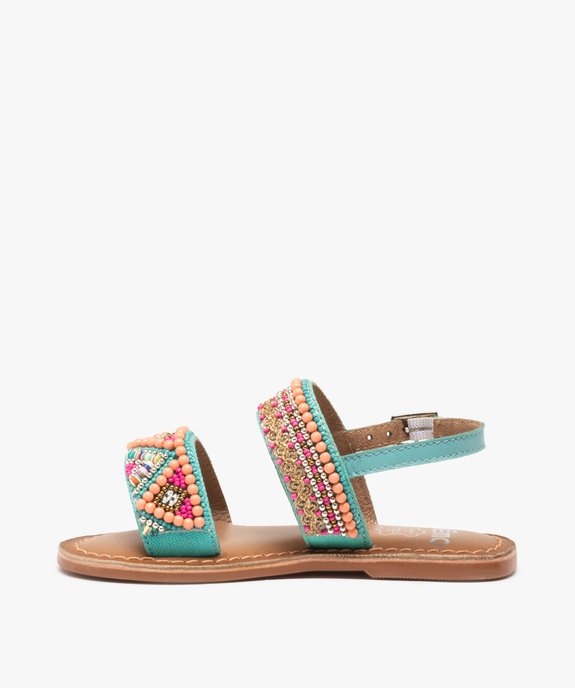 Sandales fille intérieur cuir ornées de perles vue3 - GEMO (ENFANT) - GEMO