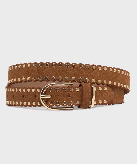 Ceinture en cuir imitation à petits clous femme vue1 - GEMO (ACCESS) - GEMO