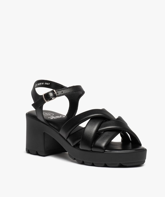 Sandales femme à talon unies à brides matelassées vue2 - GEMO(URBAIN) - GEMO
