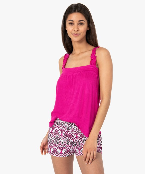 Haut de pyjama femme forme débardeur froncé vue1 - GEMO(HOMWR FEM) - GEMO