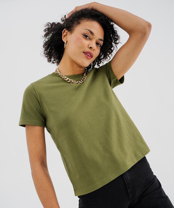 Tee-shirt manches courtes et col rond en coton résistant femme vue2 - GEMO(FEMME PAP) - GEMO