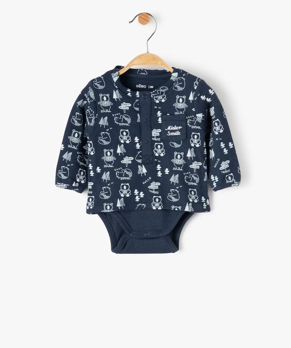 Body bébé à manches longues effet tee-shirt vue1 - GEMO(BB COUCHE) - GEMO