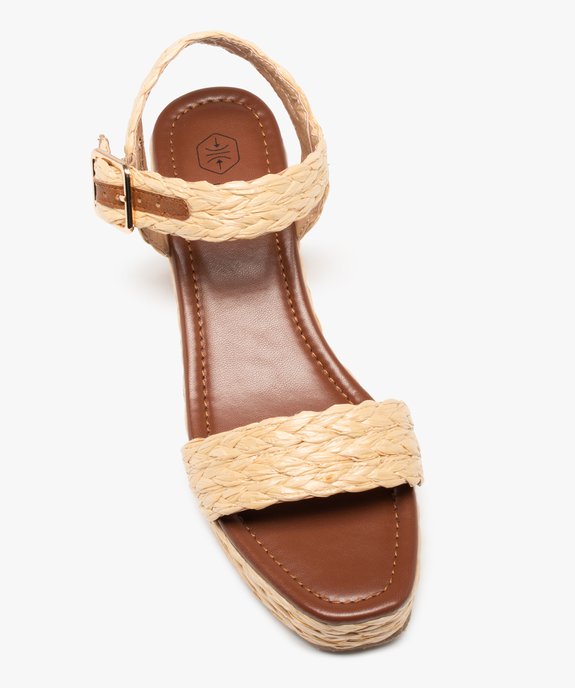 Sandales femme à talon compensé et brides en fibre tressée vue5 - GEMO(URBAIN) - GEMO