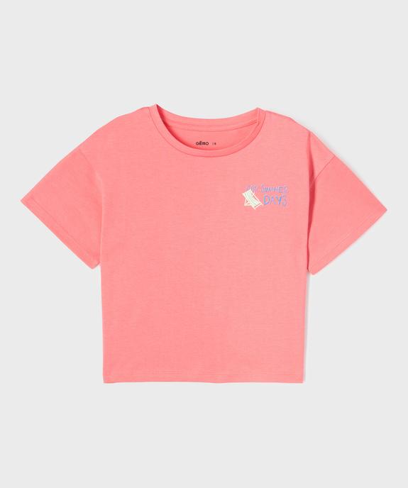 Tee-shirt manches courtes coupe courte imprimé dos fille vue2 - GEMO (ENFANT) - GEMO