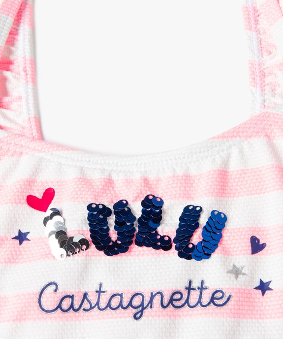 Maillot de bain fille à rayures - LuluCastagnette vue2 - LULUCASTAGNETTE - GEMO