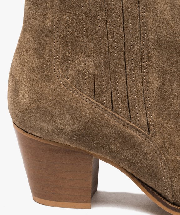 Boots femme à talon dessus cuir uni style santiag vue6 - GEMO(URBAIN) - GEMO