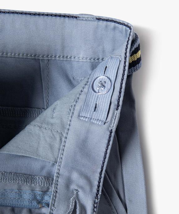 Bermuda garçon en toile avec revers et ceinture tricolore vue4 - GEMO 4G GARCON - GEMO