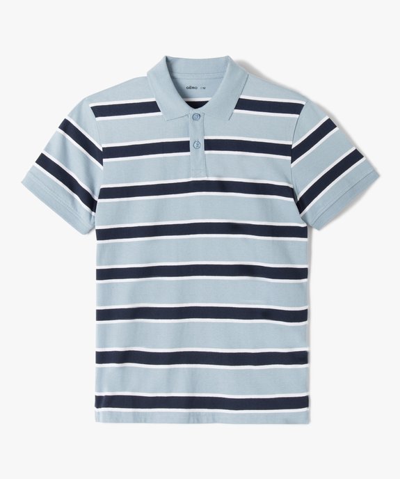 Polo garçon en jersey à manches courtes et rayures vue1 - GEMO (JUNIOR) - GEMO