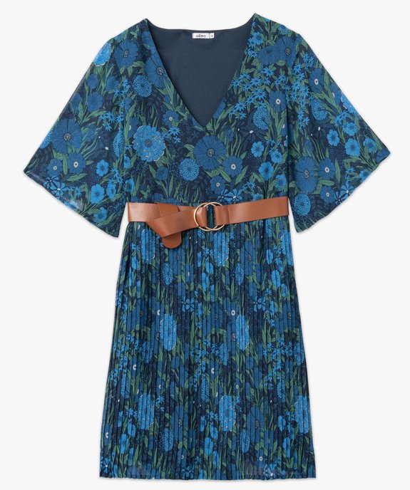 Robe femme imprimée à manches courtes et ceinture vue4 - GEMO(FEMME PAP) - GEMO