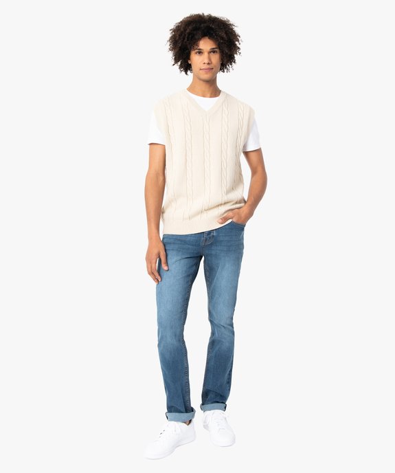 Pull homme sans manches à torsades vue1 - GEMO (HOMME) - GEMO