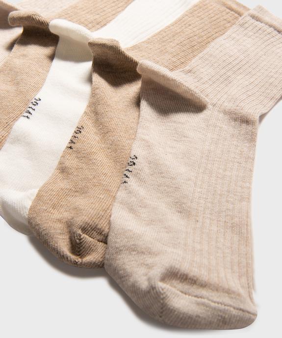 Chaussettes hautes en maille côtelée femme (lot de 5) vue2 - GEMO 4G FEMME - GEMO