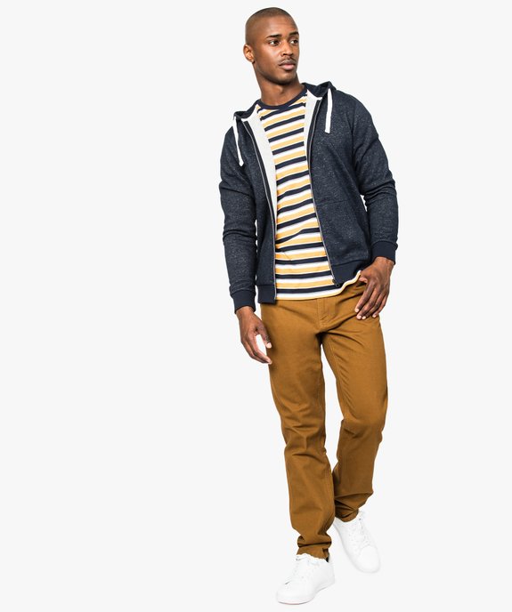 Pantalon homme 5 poches coupe regular en toile unie vue5 - GEMO (HOMME) - GEMO