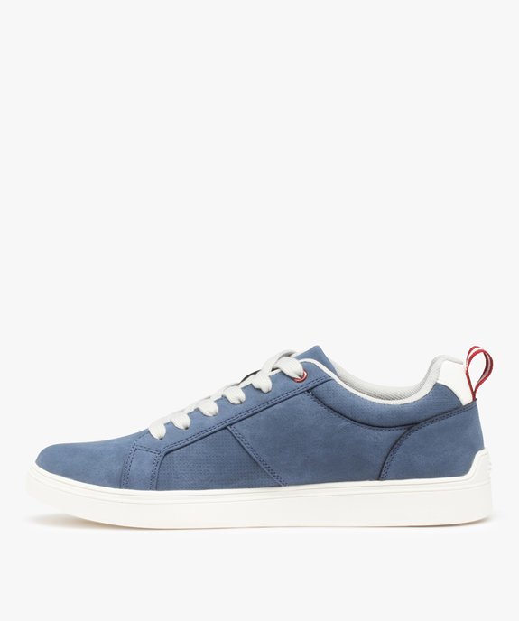 Baskets homme en suédine unie et détails contrastants vue4 - GEMO (CASUAL) - GEMO