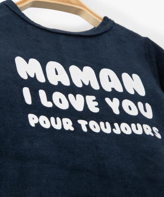 Pyjama bébé en velours avec message sur le buste vue2 - PREMIER PRIX BY GEMO - GEMO