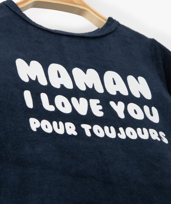 Pyjama bébé en velours avec message sur le buste vue2 - 1E PRIX BY GEMO - GEMO