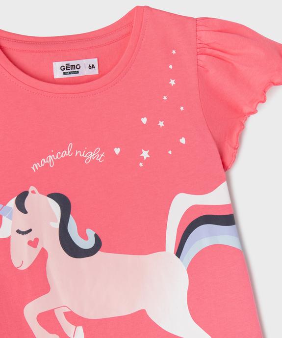 Pyjashort à manches volantées et motif licorne fille vue2 - GEMO 4G FILLE - GEMO