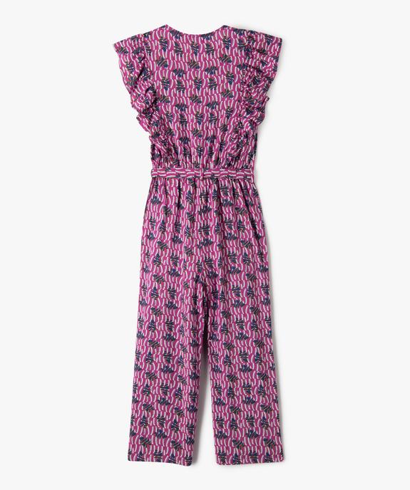 Combinaison pantalon à manches volantées en viscose imprimée fille vue4 - GEMO 4G FILLE - GEMO