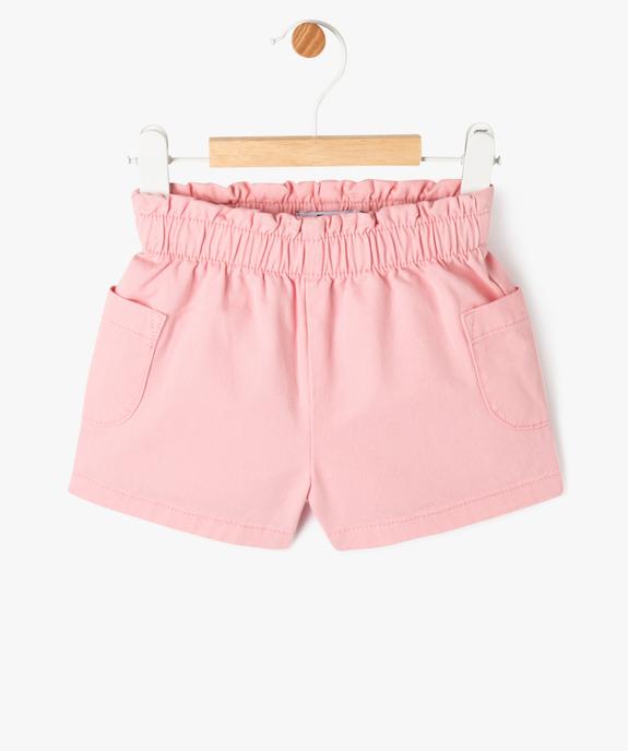 Short en toile avec taille élastique bébé fille vue1 - GEMO 4G BEBE - GEMO